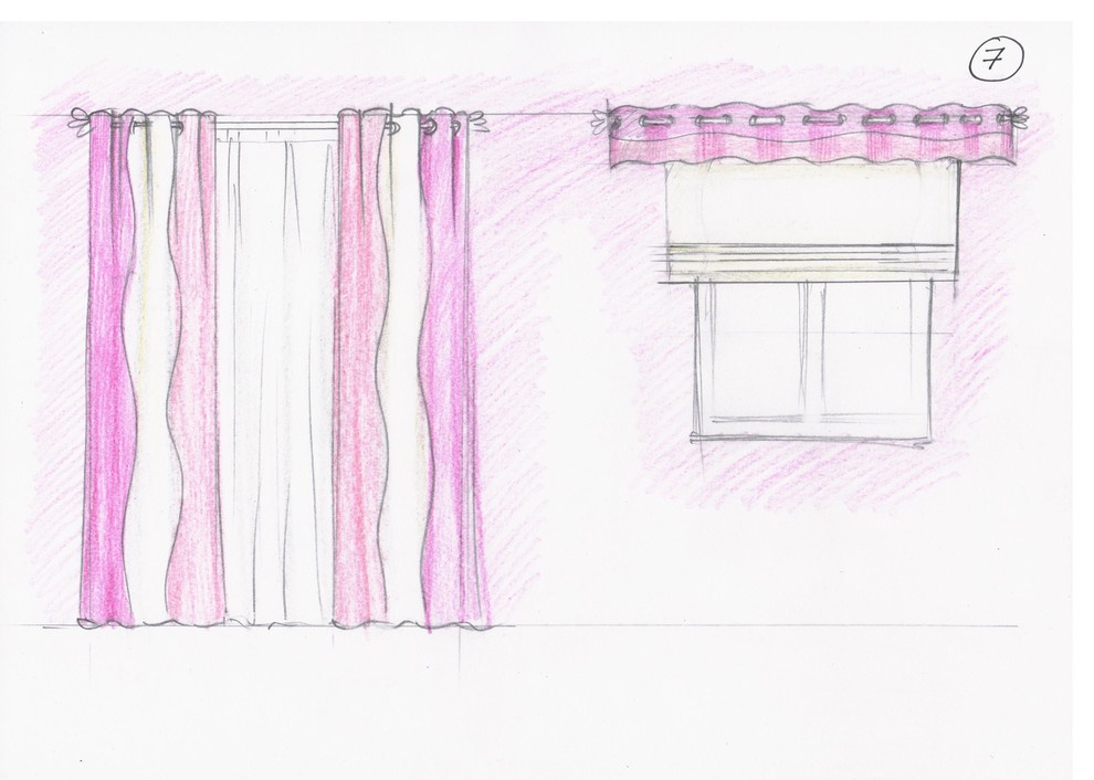 Шторы в комнату для девочки. Эскизы.