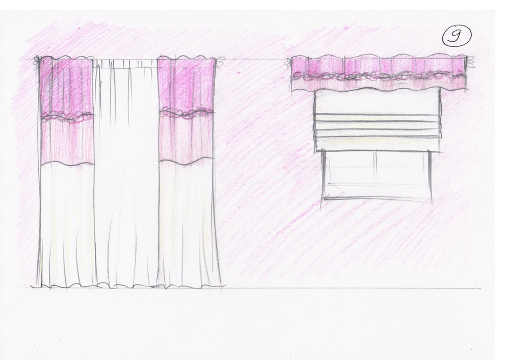 Эскиз штор в комнату для девочки.