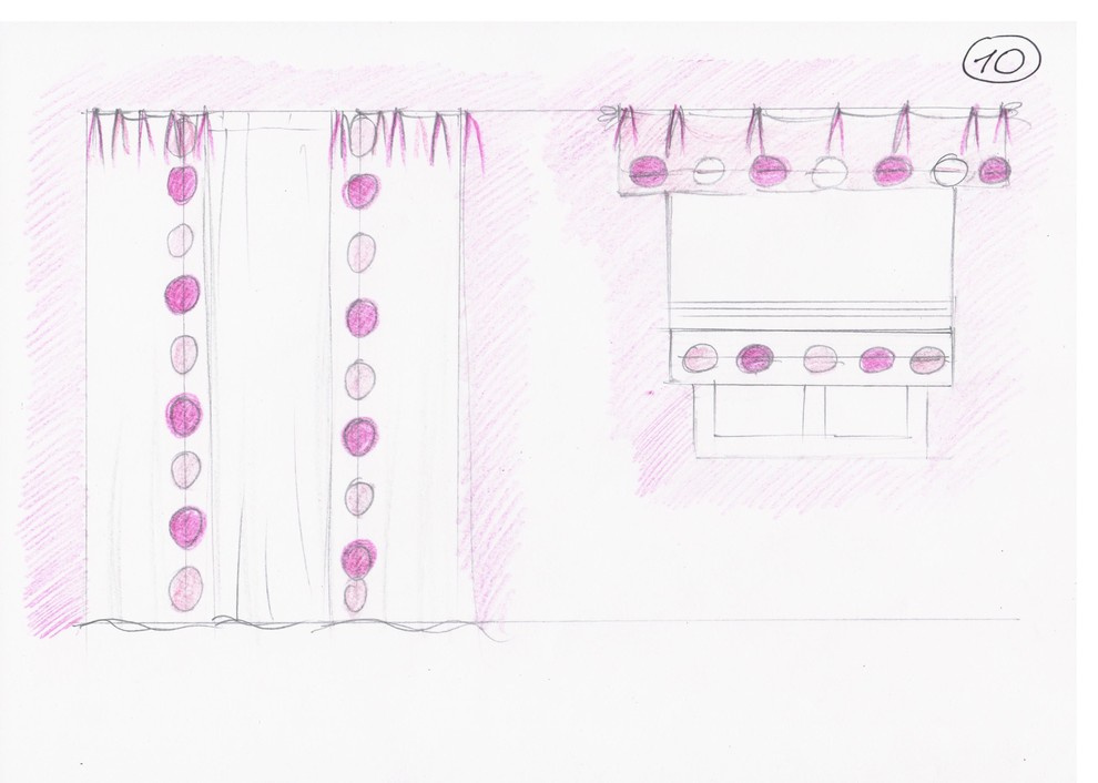 Эскиз штор в комнату для девочки.