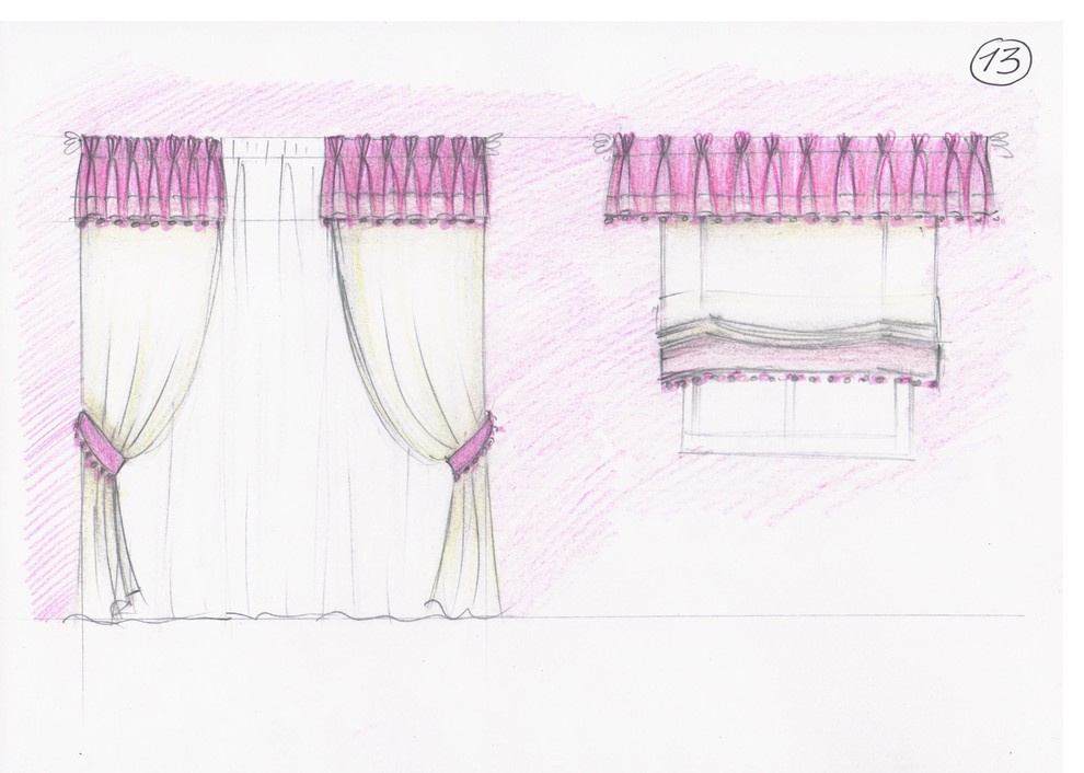 Эскиз штор в комнату для девочки.