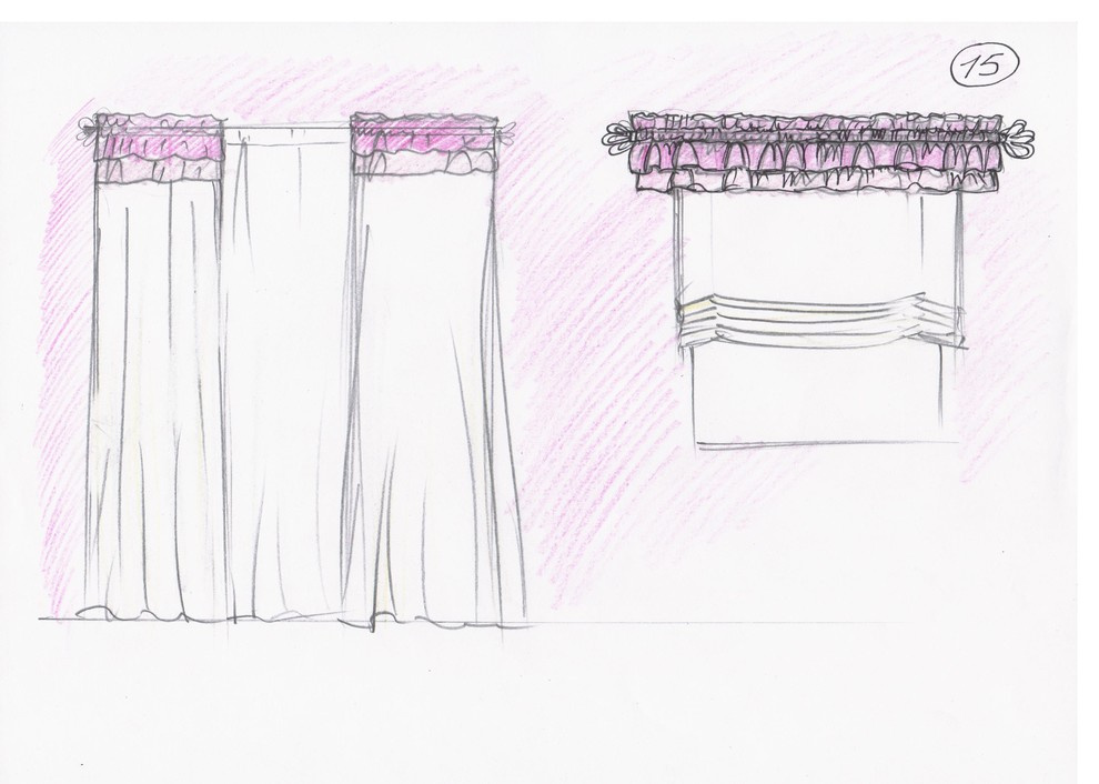 Эскиз штор в комнату для девочки.