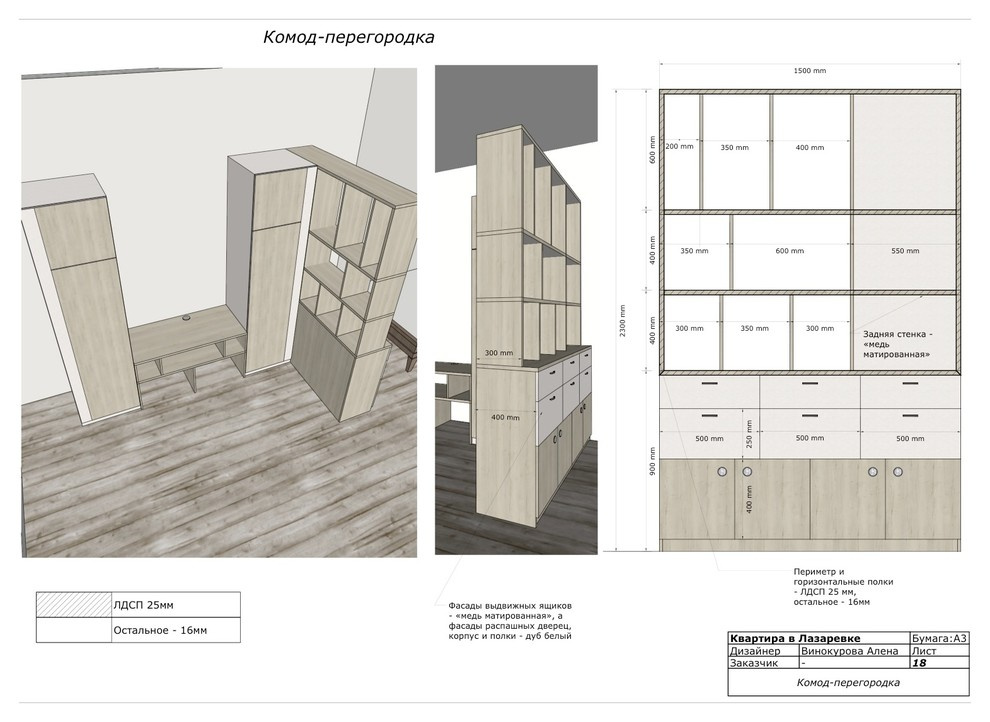 Модель авторской зонирующей перегородки