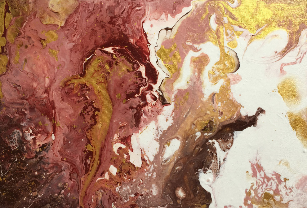 Картина жидким акрилом с золотом