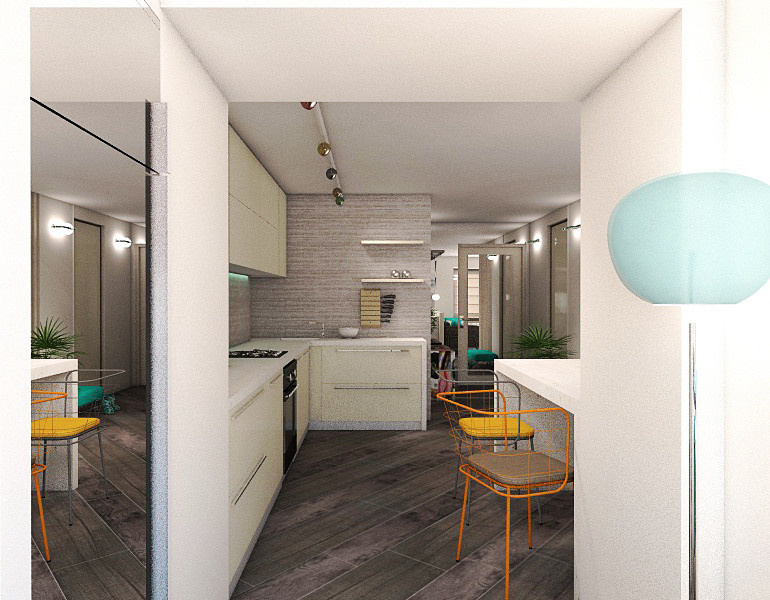 Дизайн квартиры-студии в стиле минимализм с элементами поп-арта.