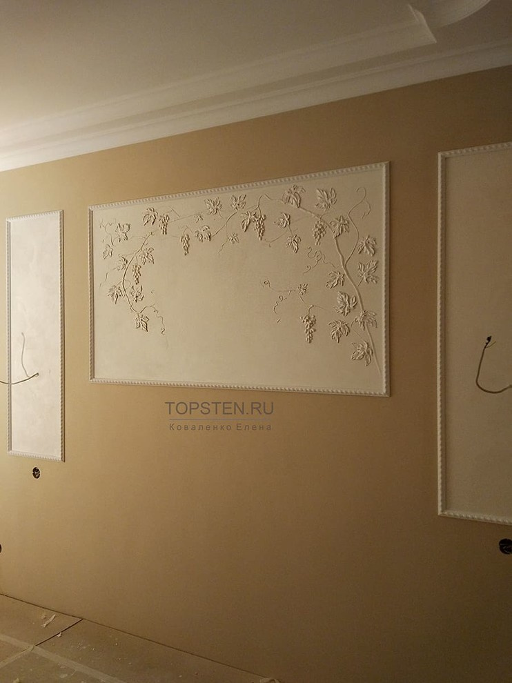 Обложка проекта: Перламутровый барельеф в спальне с виноградной лозой