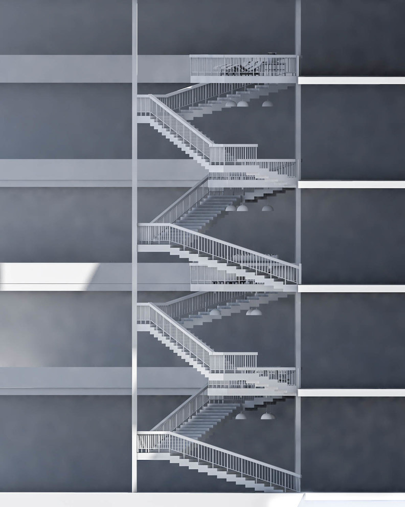 Die Treppe in der Lobby des Bürogebäudes