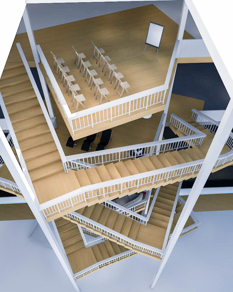 Die Treppe in der Lobby des Bürogebäudes
