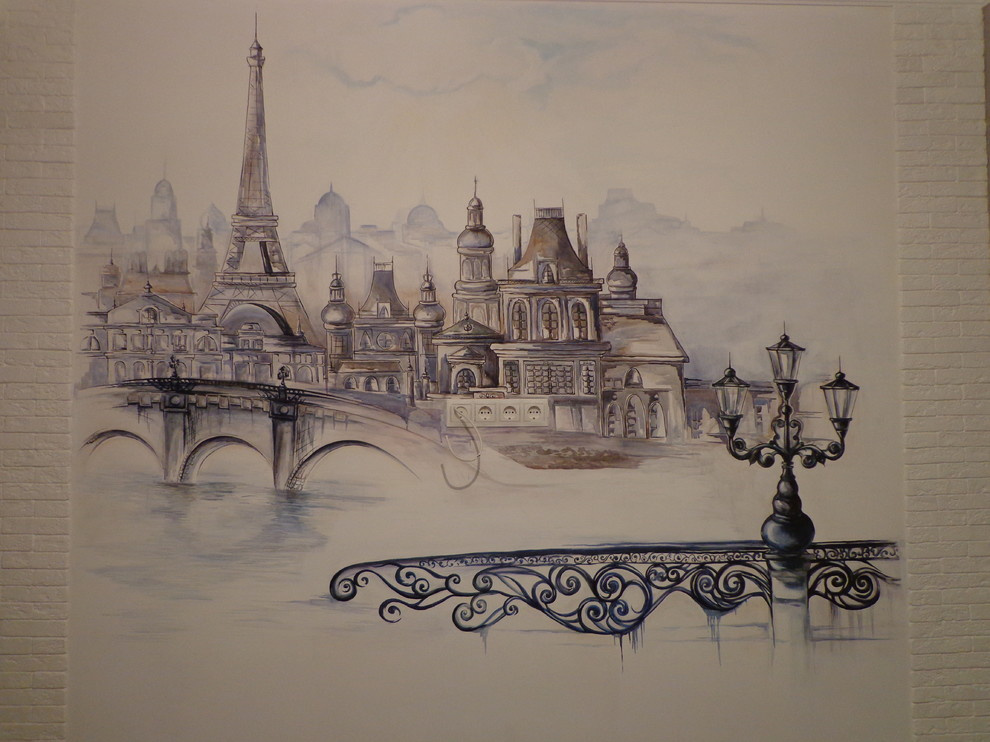 Роспись в гостиной 1 комнатной квартиры г.Краснодар, ул.Гоголя