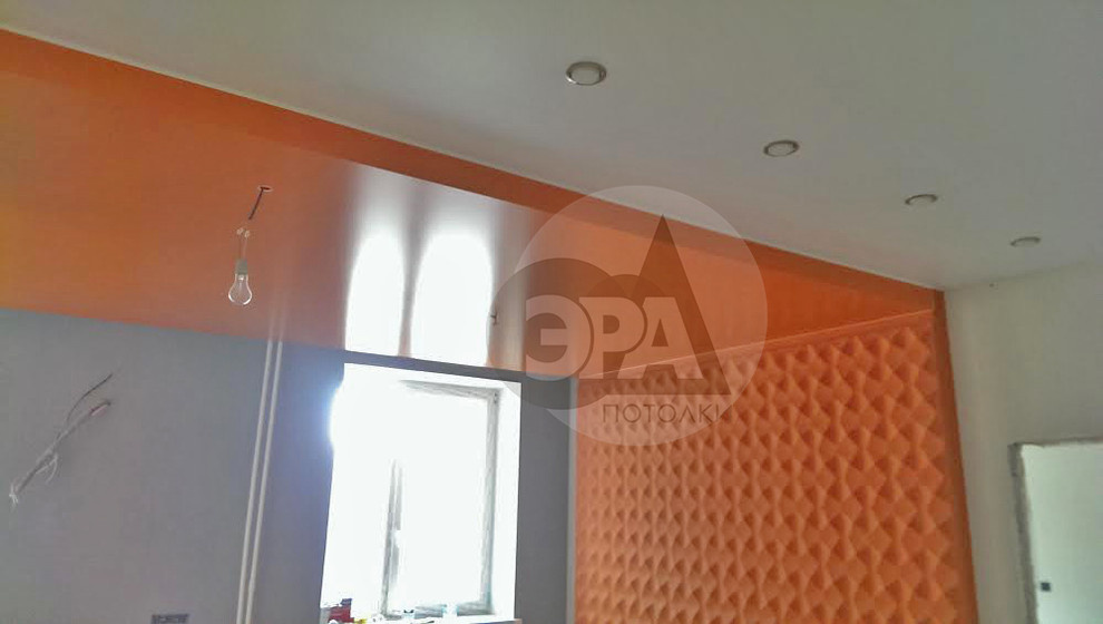 Обложка проекта: Led подсветка, сатиновый цветной потолок, многоуровневый потолок