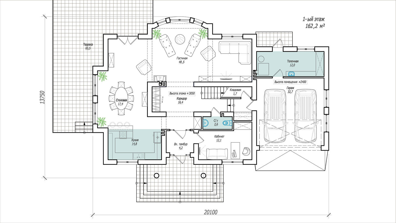 Проект загородного дома площадью 300 кв.м.