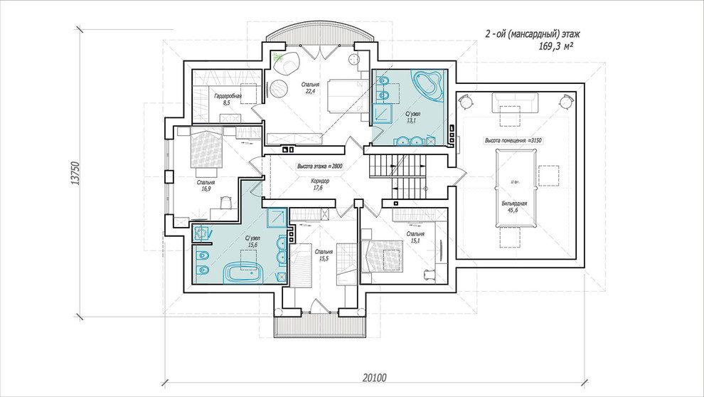 Проект загородного дома площадью 300 кв.м.