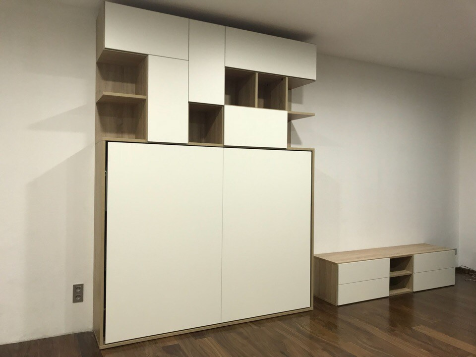 Шкаф-кровать, гардероьный шкаф и TV тумба в квартиру студию