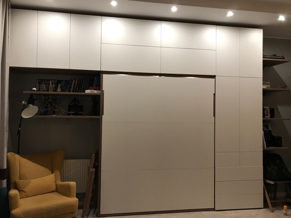 Шкаф-кровать с системами хранения в квартиру-студию ЖК "Мишино"