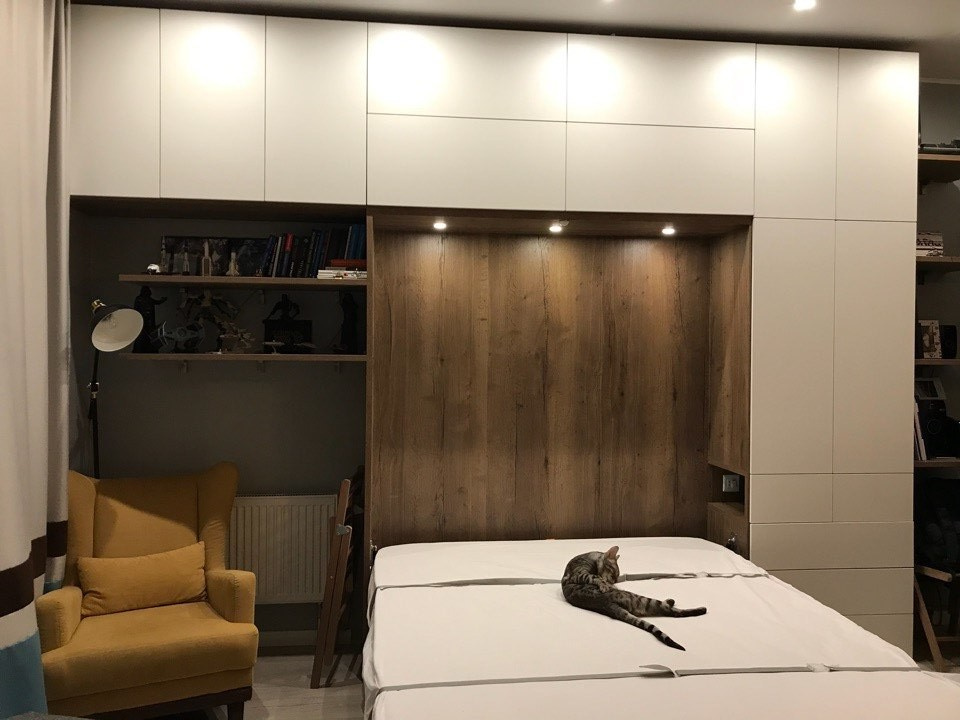Шкаф-кровать с системами хранения в квартиру-студию ЖК "Мишино"