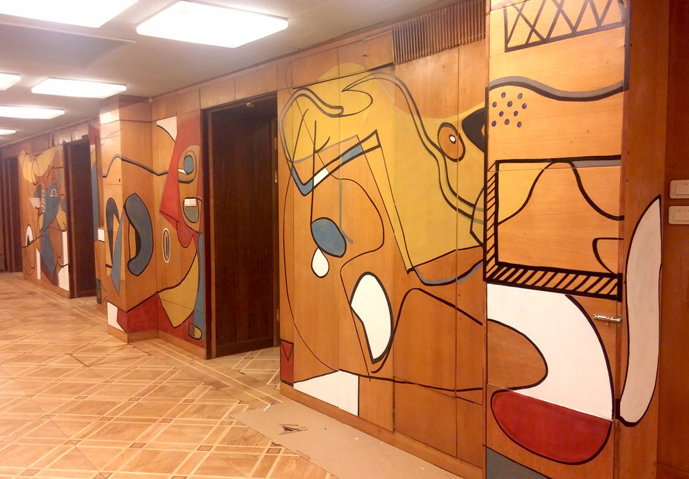 Роспись стен в коворкинге в здание Известия.