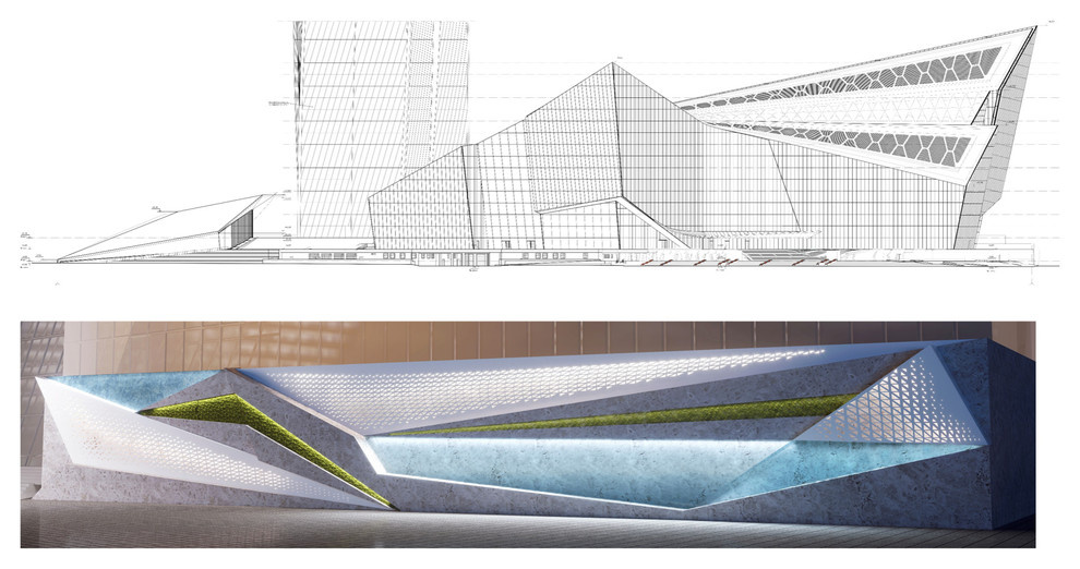 Декоративные стены и ветрозащитные экраны в Лахта центре