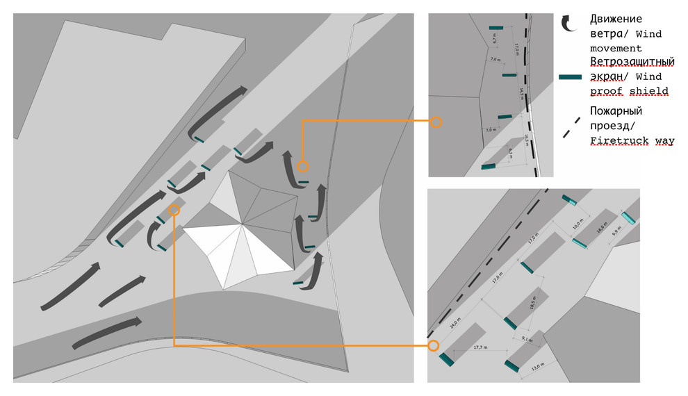 Декоративные стены и ветрозащитные экраны в Лахта центре