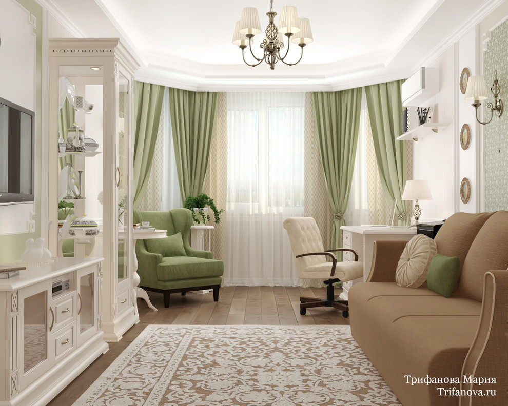 Дизайн интерьера трехкомнатной квартиры 80 м² в Марфино