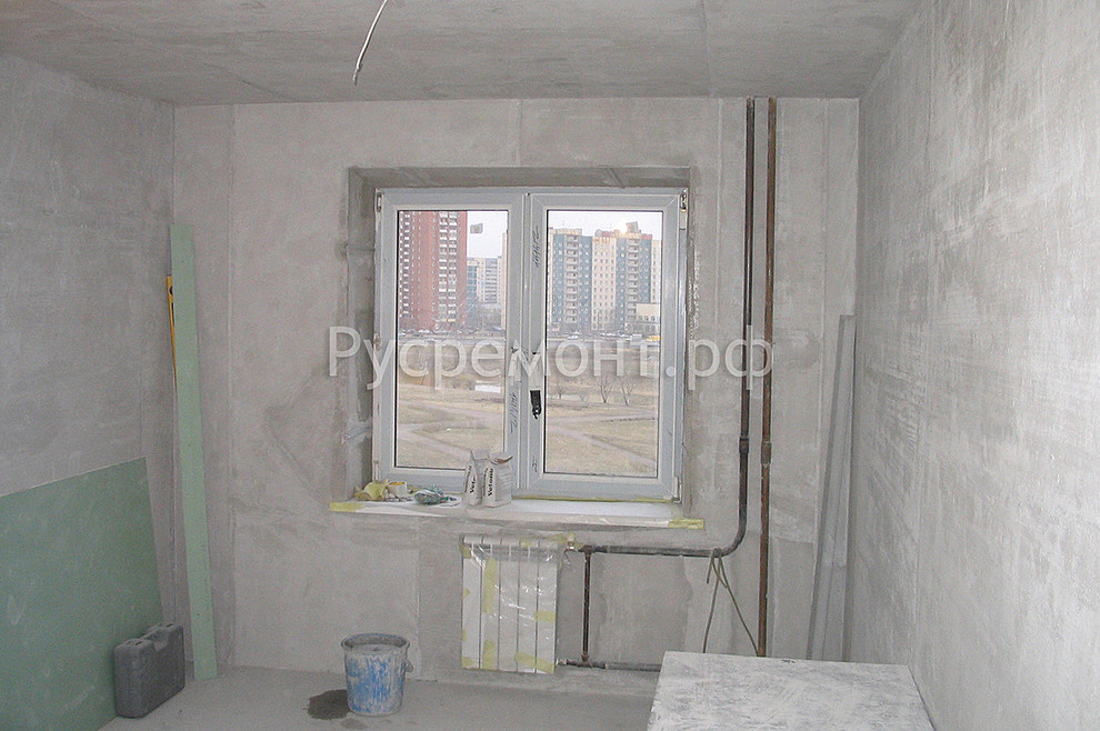 Оштукатуривание стен по маякам и изготовление (заливка) стяжки пола