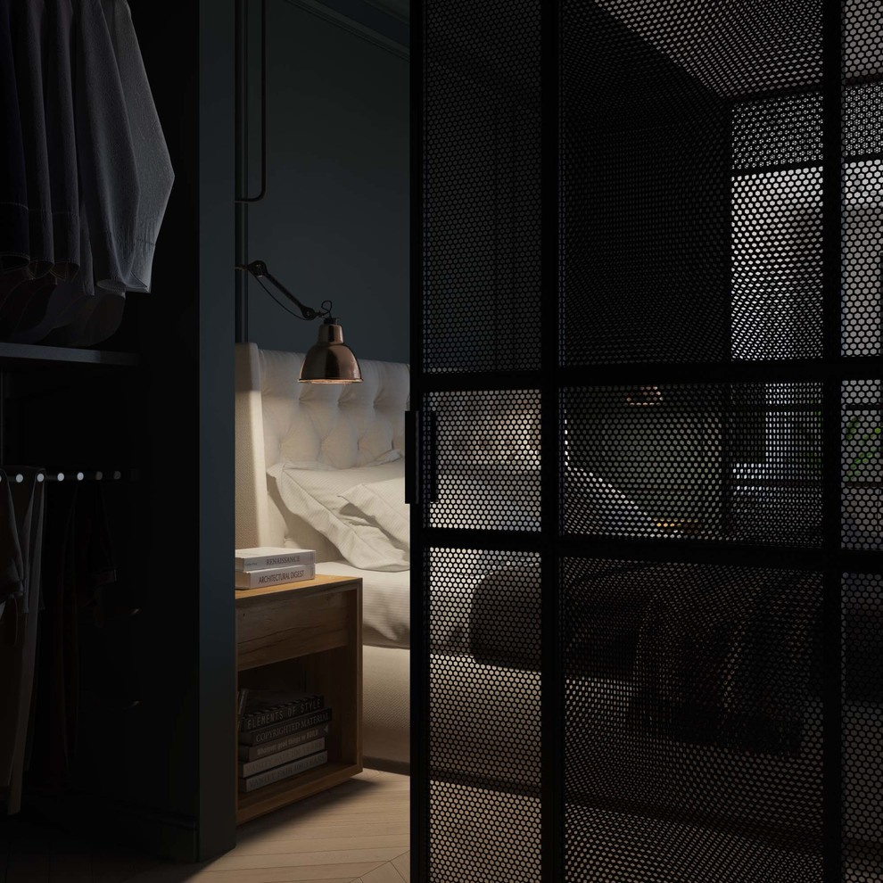 Вид на спальню из гардеробной