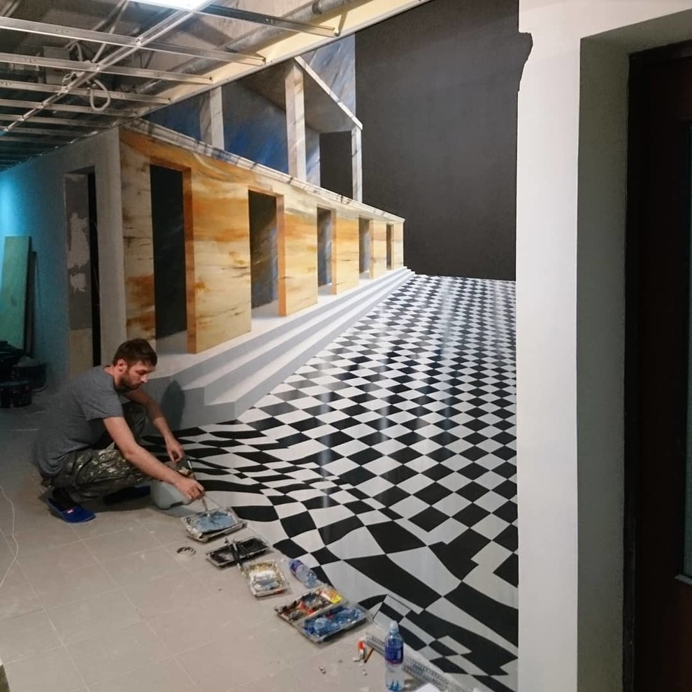 Обложка проекта: 3Д рисунок на стене коридора - левая часть