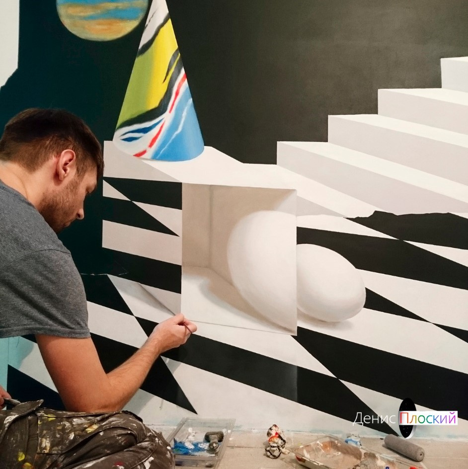 3D рисунок на стене коридора - правая часть