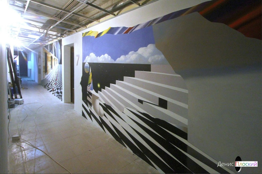 Обложка проекта: 3D рисунок на стене коридора - правая часть