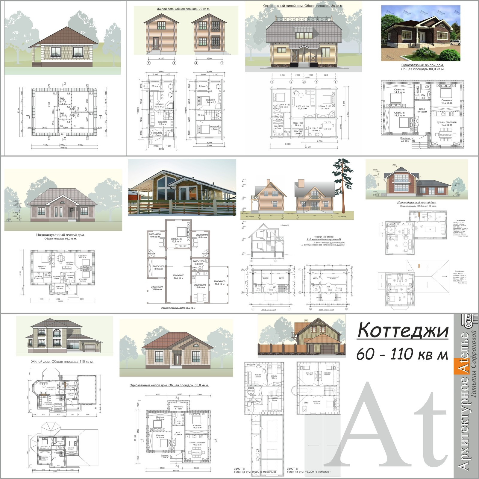 Компактные коттеджи, до 200 м2, до 300 м2, прект реконструкции фасада, дизайн.