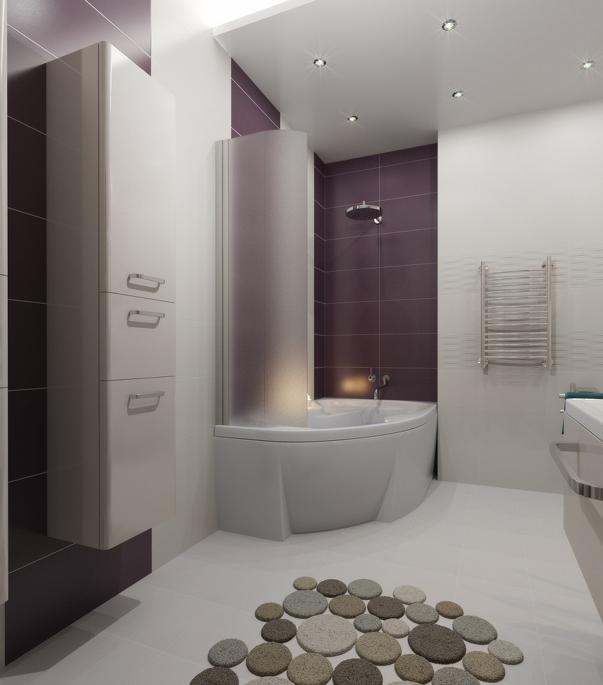 Современная квартира с большим круглым диваном