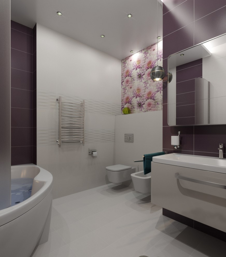 Современная квартира с большим круглым диваном