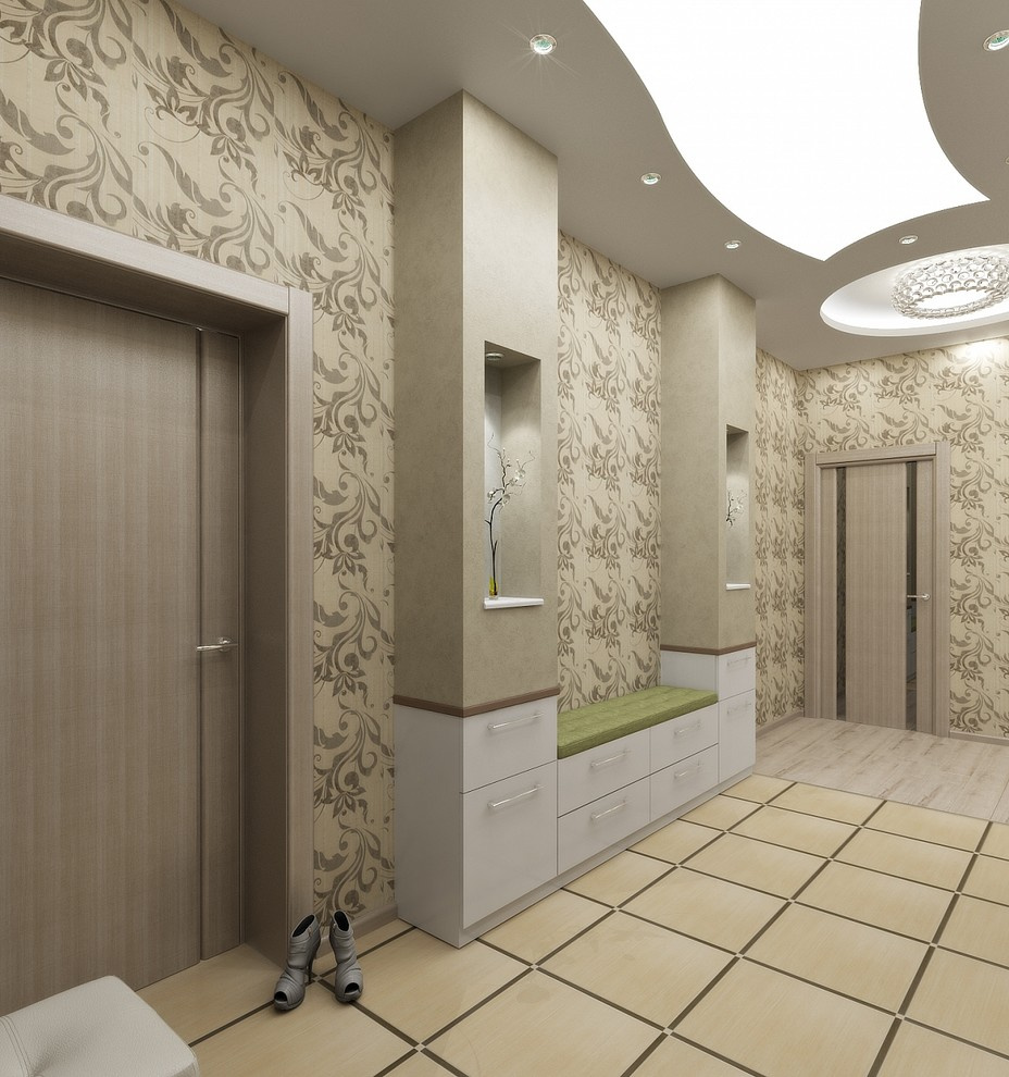 Современная квартира с большим круглым диваном