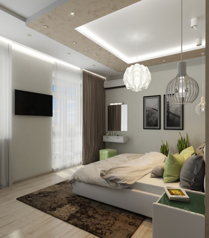 Современная квартира с большим круглым диваном