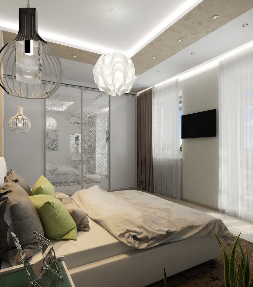 Современная квартира с большим круглым диваном