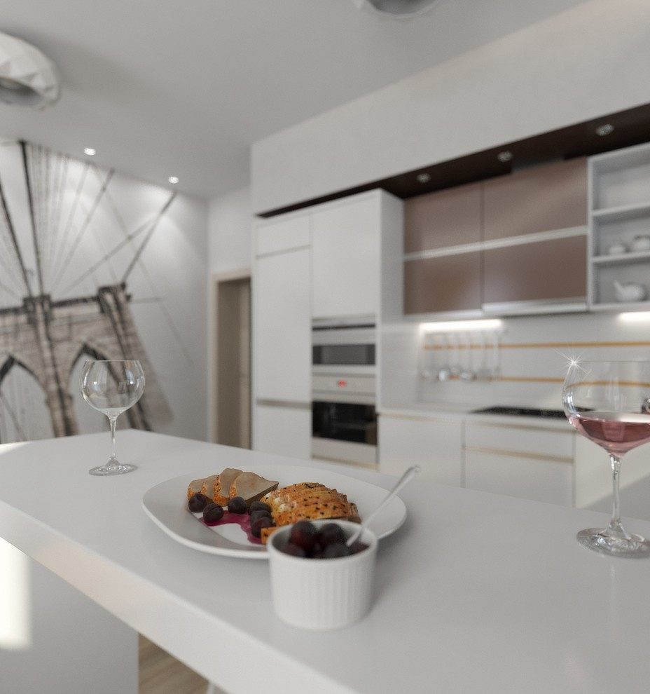 Современная квартира с большим круглым диваном