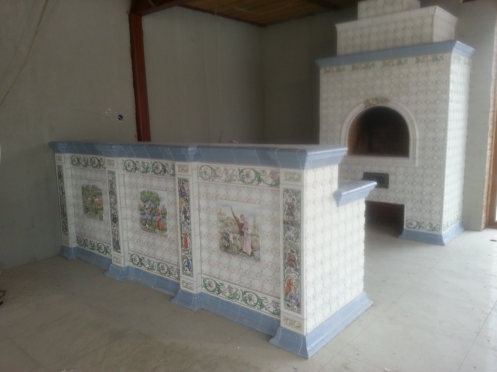 Печь и барная стойка