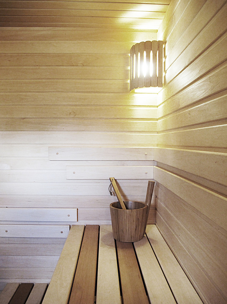 Одноэтажный загородный дом с баней