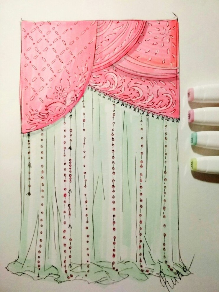 Эскизы маркерами к интерьерам