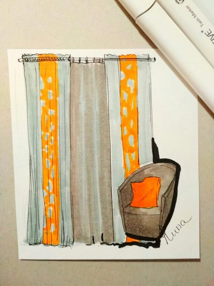 Эскизы маркерами к интерьерам