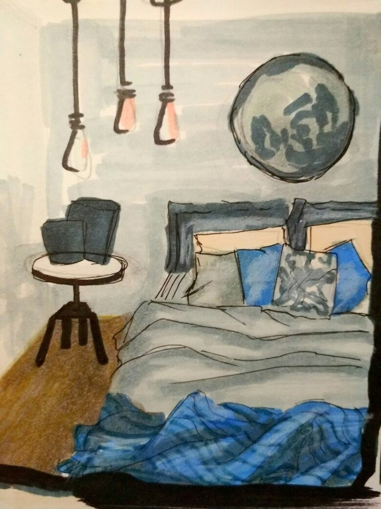 Эскизы маркерами к интерьерам