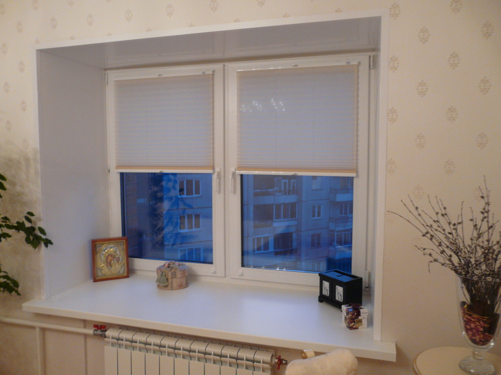 Плиссе в спальне