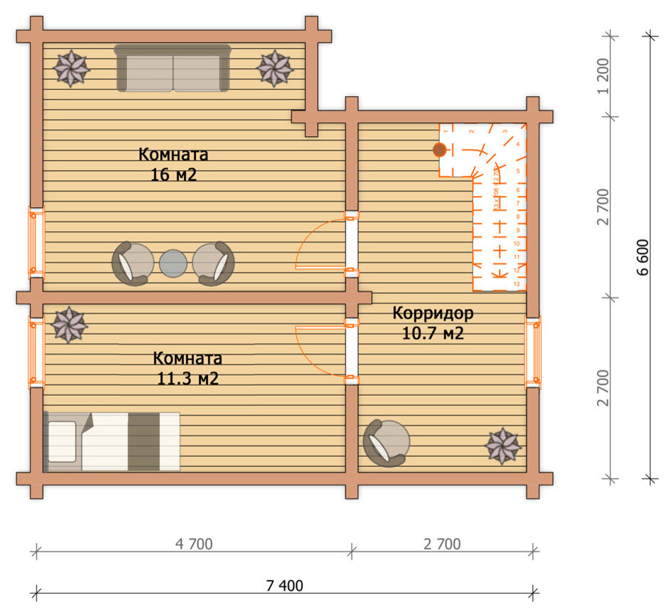 Проект загородного дома из профилированного бруса "Ступино"