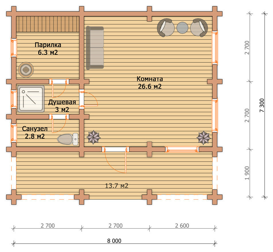 Баня из профилированного бруса "Икша"