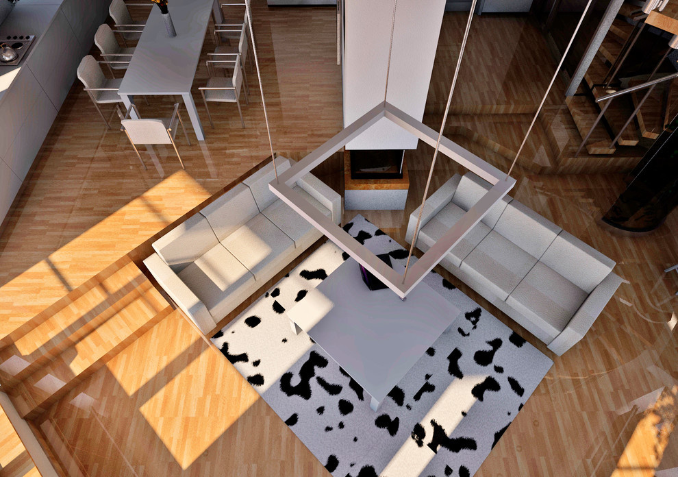 Общее пространство - прихожая, кухня, столовая, гостиная, лестница.