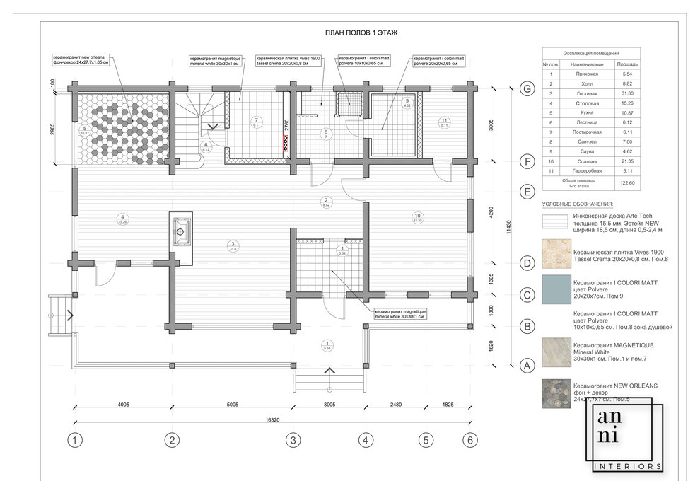 План полов 1 этаж