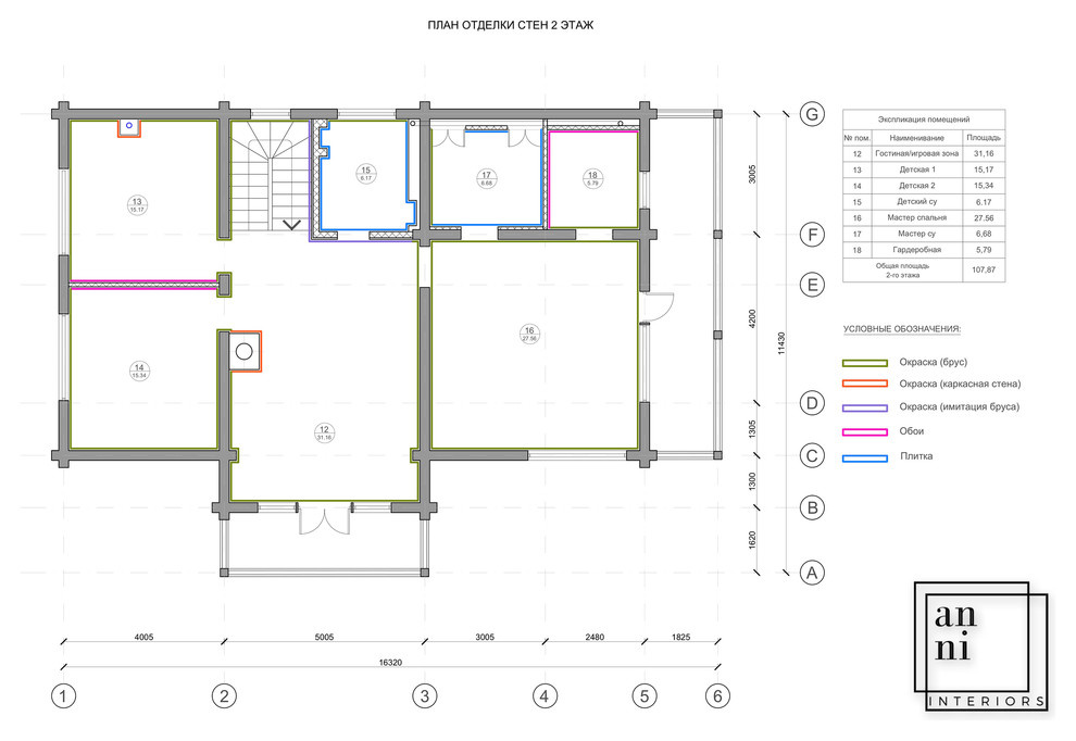 План отделки стен 2 этаж