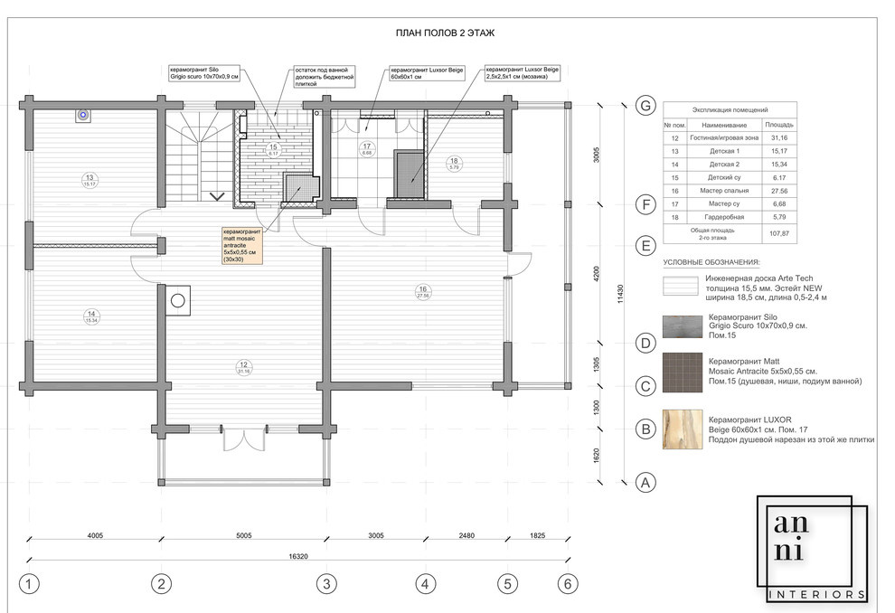 План полов 2 этаж