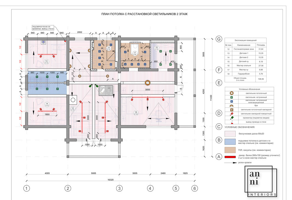 План потолка 2 этаж