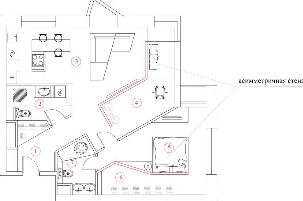 Квартира с асимметричными стенами