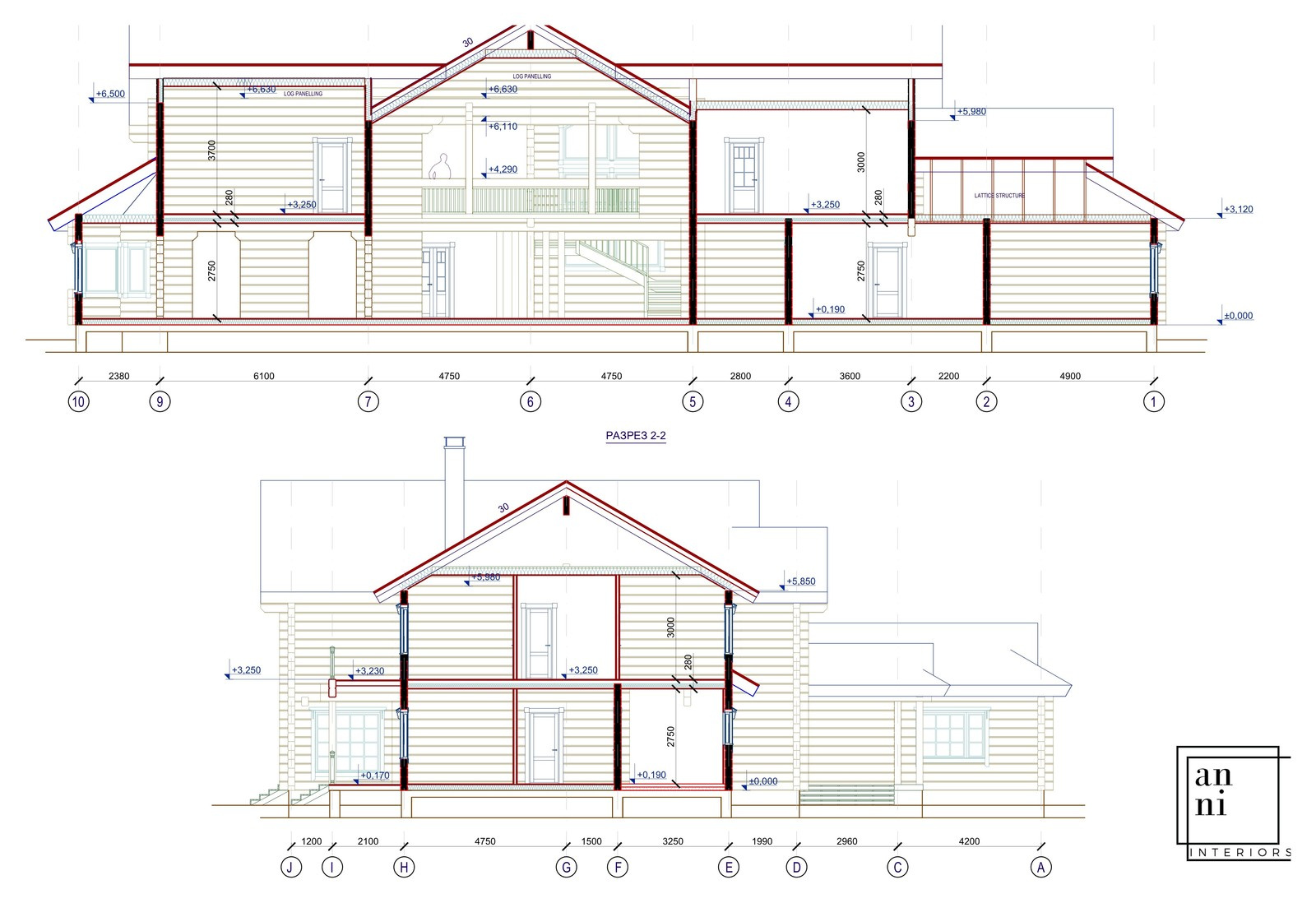 Разрез дома по этажам