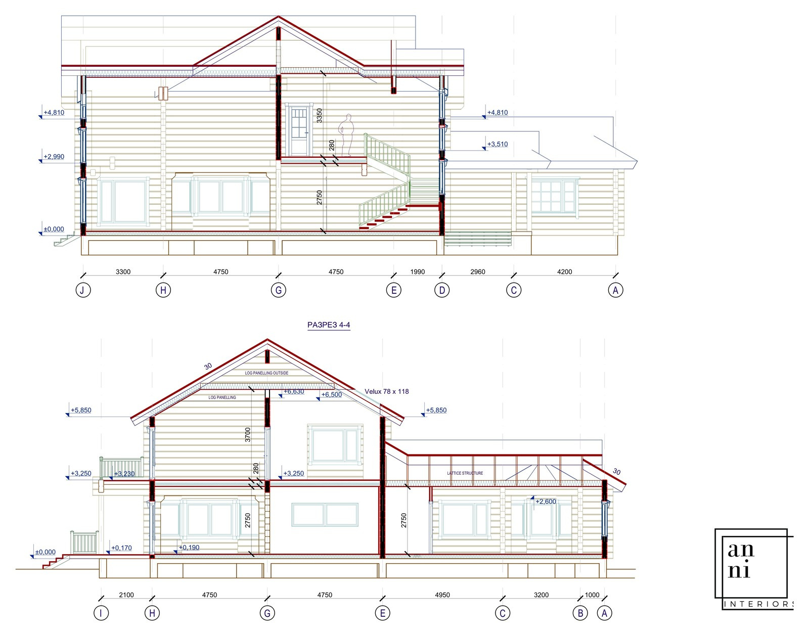 Разрез дома по этажам
